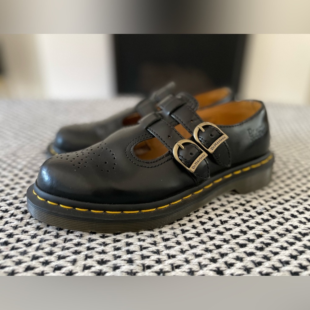 Dr Martens 8065 Mary Janes Size 7 Black Smooth Leather Double Buckle Lug Sole - Picture 11 of 12